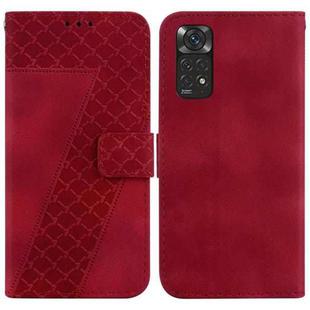 For Xiaomi Redmi Note 11 Global/Note 11S 7-shaped Embossed Leather Phone Case(Red)