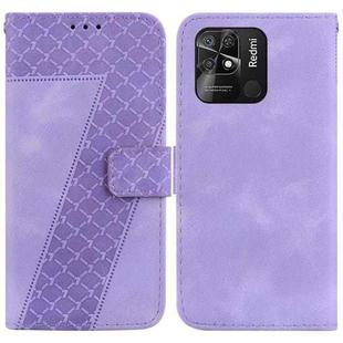 For Xiaomi Redmi 10C 7-shaped Embossed Leather Phone Case(Purple)