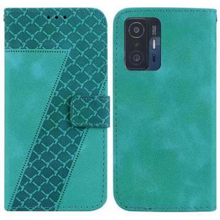 For Xiaomi 11T/11T Pro 7-shaped Embossed Leather Phone Case(Green)