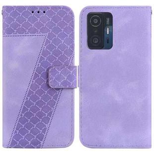 For Xiaomi 11T/11T Pro 7-shaped Embossed Leather Phone Case(Purple)