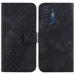 For Xiaomi 11T/11T Pro 7-shaped Embossed Leather Phone Case(Black)