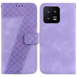 For Xiaomi 13 5G 7-shaped Embossed Leather Phone Case(Purple)