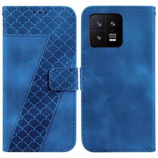 For Xiaomi 13 5G 7-shaped Embossed Leather Phone Case(Blue)