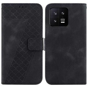 For Xiaomi 13 5G 7-shaped Embossed Leather Phone Case(Black)