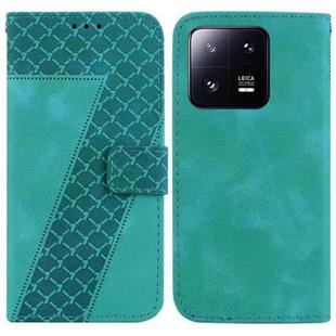 For Xiaomi 13 Pro 7-shaped Embossed Leather Phone Case(Green)