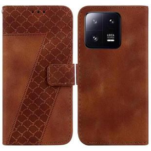 For Xiaomi 13 Pro 7-shaped Embossed Leather Phone Case(Brown)