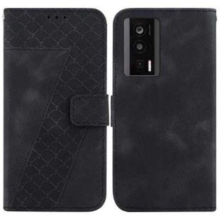 For Xiaomi Poco F5 Pro/Redmi K60/K60 Pro 7-shaped Embossed Leather Phone Case(Black)