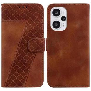 For Xiaomi Poco F5/Note 12 Turbo 7-shaped Embossed Leather Phone Case(Brown)