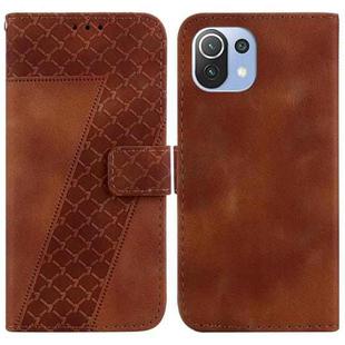 For Xiaomi Mi 11 Lite 4G/5G 7-shaped Embossed Leather Phone Case(Brown)