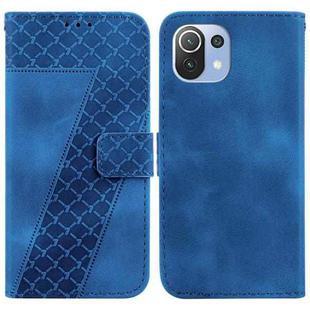 For Xiaomi Mi 11 Lite 4G/5G 7-shaped Embossed Leather Phone Case(Blue)