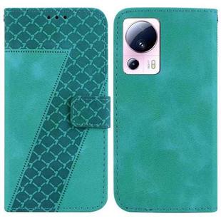 For Xiaomi 13 Lite/Civi 2 7-shaped Embossed Leather Phone Case(Green)
