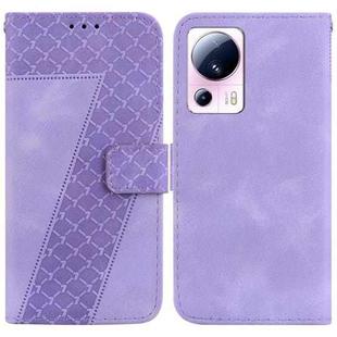 For Xiaomi 13 Lite/Civi 2 7-shaped Embossed Leather Phone Case(Purple)