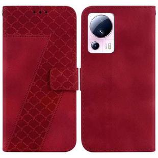 For Xiaomi 13 Lite/Civi 2 7-shaped Embossed Leather Phone Case(Red)