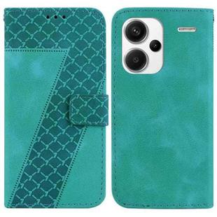 For Xiaomi Redmi Note 13 Pro+ 5G 7-shaped Embossed Leather Phone Case(Green)