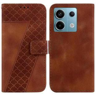 For Xiaomi Redmi Note 13 Pro 5G 7-shaped Embossed Leather Phone Case(Brown)