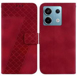 For Xiaomi Redmi Note 13 Pro 5G 7-shaped Embossed Leather Phone Case(Red)