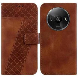 For Xiaomi Redmi A3 7-shaped Embossed Leather Phone Case(Brown)