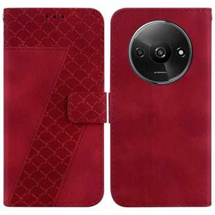 For Xiaomi Redmi A3 7-shaped Embossed Leather Phone Case(Red)