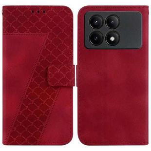 For Xiaomi Redmi K70E / Poco X6 Pro 7-shaped Embossed Leather Phone Case(Red)