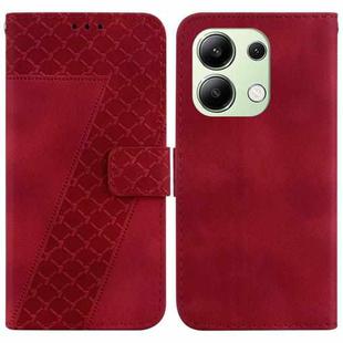 For Xiaomi Redmi Note 13 4G Global 7-shaped Embossed Leather Phone Case(Red)