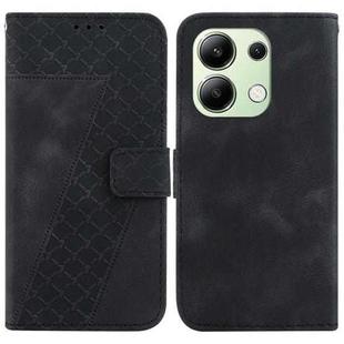 For Xiaomi Redmi Note 13 4G Global 7-shaped Embossed Leather Phone Case(Black)