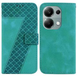 For Xiaomi Redmi Note 13 Pro 4G 7-shaped Embossed Leather Phone Case(Green)