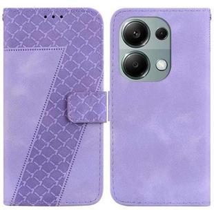 For Xiaomi Redmi Note 13 Pro 4G 7-shaped Embossed Leather Phone Case(Purple)