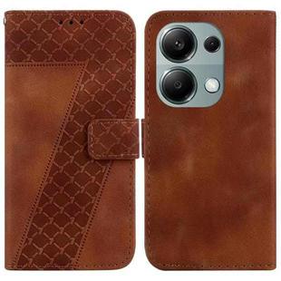 For Xiaomi Redmi Note 13 Pro 4G 7-shaped Embossed Leather Phone Case(Brown)