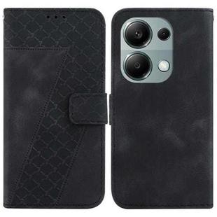 For Xiaomi Redmi Note 13 Pro 4G 7-shaped Embossed Leather Phone Case(Black)