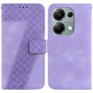 For Xiaomi Poco M6 Pro 4G 7-shaped Embossed Leather Phone Case(Purple)