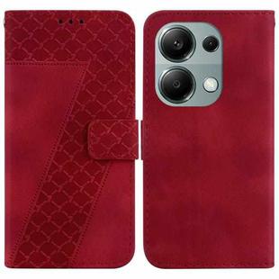 For Xiaomi Poco M6 Pro 4G 7-shaped Embossed Leather Phone Case(Red)