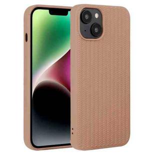 For iPhone 15 Weave Texture Silicone Phone Case(Brown)