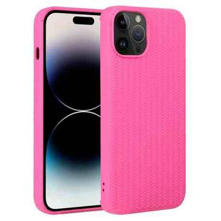 For iPhone 15 Pro Weave Texture Silicone Phone Case(Rose Red)