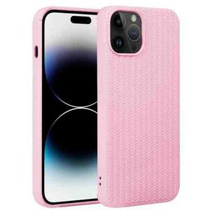 For iPhone 15 Pro Max Weave Texture Silicone Phone Case(Pink)
