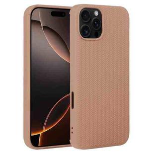 For iPhone 16 Pro Max Weave Texture Silicone Phone Case(Brown)