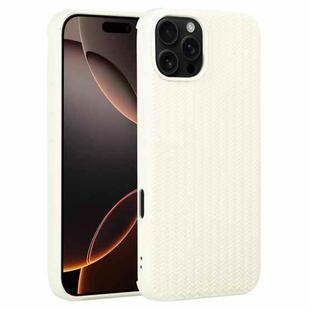 For iPhone 16 Pro Max Weave Texture Silicone Phone Case(White)