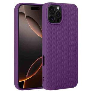 For iPhone 16 Pro Max Weave Texture Silicone Phone Case(Purple)
