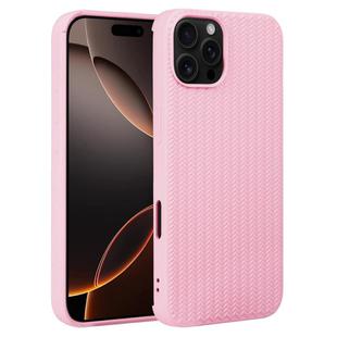 For iPhone 16 Pro Max Weave Texture Silicone Phone Case(Pink)