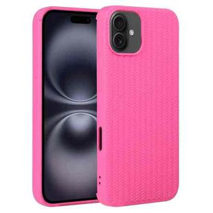 For iPhone 16 Plus Weave Texture Silicone Phone Case(Rose Red)