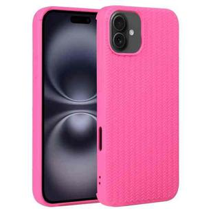 For iPhone 16 Weave Texture Silicone Phone Case(Rose Red)