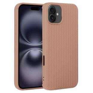 For iPhone 16 Weave Texture Silicone Phone Case(Brown)