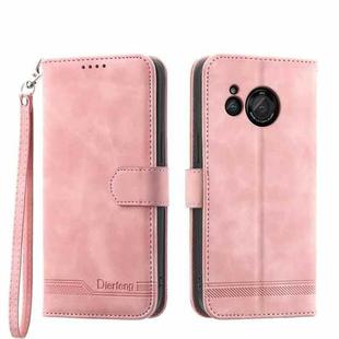 For Sharp Aquos R8 Dierfeng Dream Line Leather Phone Case(Pink)