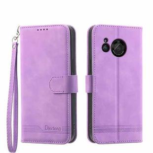For Sharp Aquos R8 Dierfeng Dream Line Leather Phone Case(Purple)