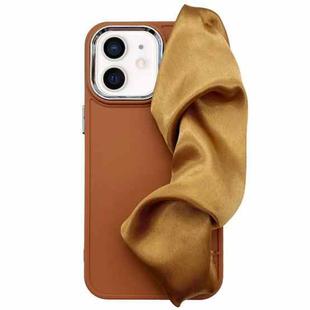 For iPhone 12 2 in 1 Electroplating Wristband Phone Case(Brown)