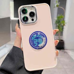 For iPhone 14 Pro Max Electroplated Lens Ring Dice Phone Case(Pink)