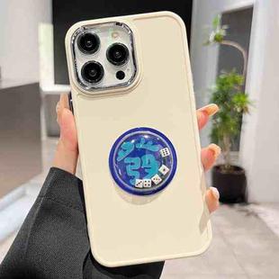 For iPhone 14 Pro Max Electroplated Lens Ring Dice Phone Case(White)