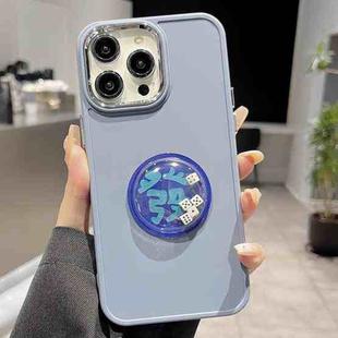 For iPhone 14 Pro Max Electroplated Lens Ring Dice Phone Case(Blue)