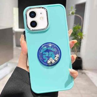 For iPhone 12 Electroplated Lens Ring Dice Phone Case(Mint Green)