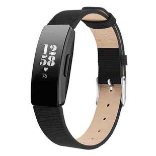For Fitbit Inspire / Inspire HR Leather B Type  Watch Band, Size:S(Black)