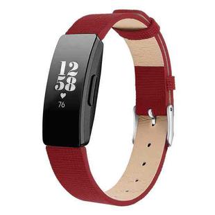 For Fitbit Inspire / Inspire HR Leather B Type  Watch Band, Size:S(Red)
